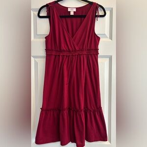 LOFT Burgundy Knit Sleeveless Ruffle Hem Dress, size Small